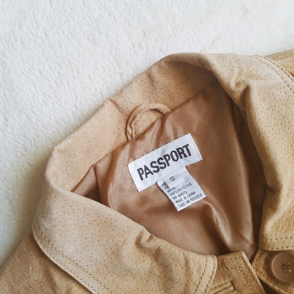 Passport Tan Raw Hide Leather Suede Jacket - Picture 4 of 6